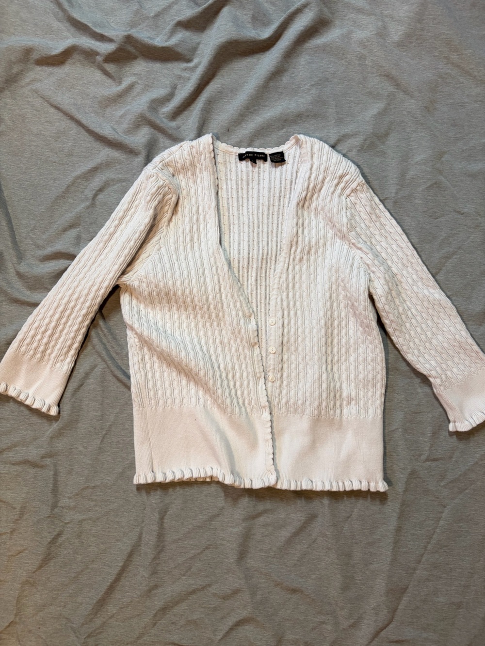 White Women's Button-Front Cable Knit Cardigan